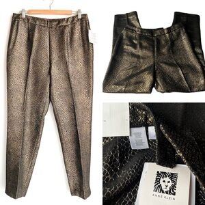 Anne Klein Metallic Gold & Black Snakeskin Print Straight Leg Trouser Pants Sz 6